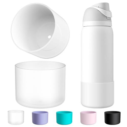 Comheral 2PCS Silicone Water Bottle Boot for Owala 32oz, Anti-Slip Protective Sleeve Bottom Bumper for FreeSip, Twist, and Flip Stainless Steel Bottles, Dishwasher Safe and BPA Free(Clear)