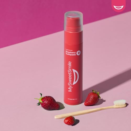 MySweetSmile Strawberry Flavoured Toothpaste - Advanced Fluoride Formula - Deep Cleaning - Cavity Protection - Succulent Strawberry Flavour - 60g