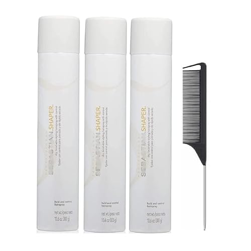Regular Shaper Hair Spray - Flexible Hold for All Hair Types - Travel, Size Hairspray - Perfect for On-the-Go Styling - Hold and Control Hairspray, 10.6 oz with Black Steel Comb (Pack of 3)