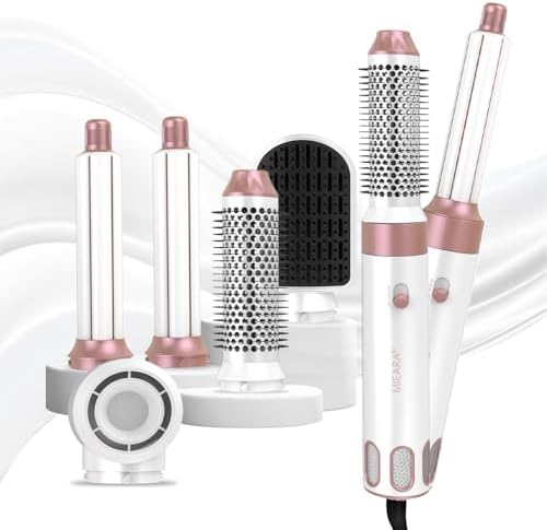 5 in 1 Hair Air Styler, Ionic Hair Dryer Brush Hot-Air Curlers, Multi Hair Styler, Blow Dryer for Fast Drying Straightening Volumizing Curling Styling (Pink)
