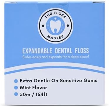 Expandable Dental Floss 3 Pack I Plastic-Free Dispenser I 50 Meter / 164 feet per Pack I Gentle Glide for Effective Cleaning I Mint Flavor