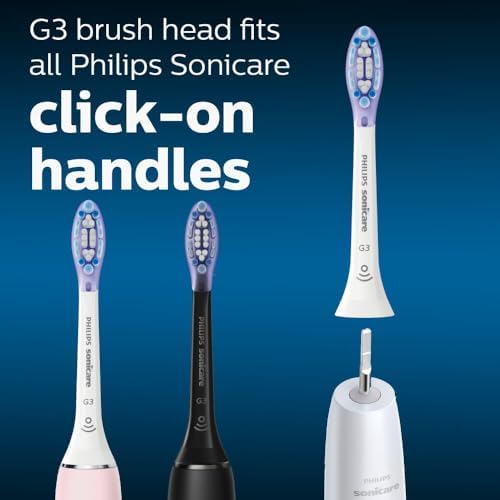 Philips Sonicare G3 2-in-1 Plaque Removal + Gum Care Brush Heads, Genuine Replacement Toothbrush Heads, White, 2 Pack, HX9052/65