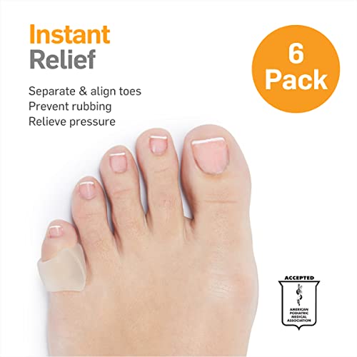 NatraCure Advanced Gel Toe Separator (w/Toe Loop) - Spacer, Corrector, Straightener to Cushion and Align Bent, Crooked, Overlapping Toes - Corns, Pinky Tailor Bunions - (1104-M RET6PK) - Size: Small