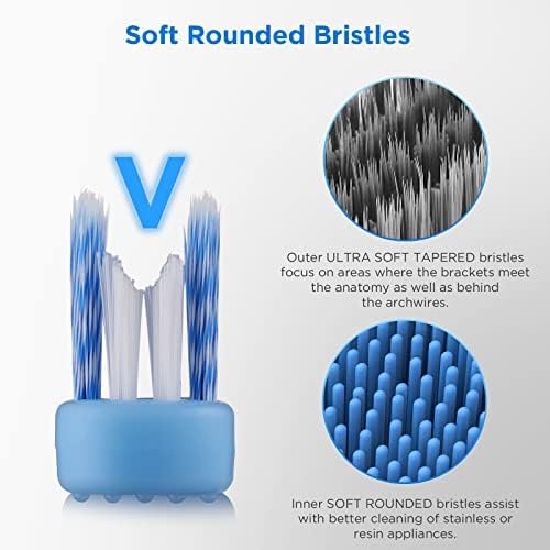V-Shaped Orthodontic Toothbrush for Braces, Soft Bristles, 6 Count, with Interdental Brushes