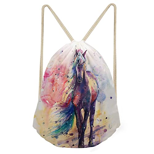 COEQINE Horse Gift Drawstring Bag Casual Backpack Sport Gym Sackpack for Women Men Girls Boys