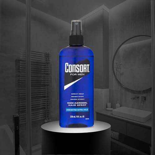Consort Hair Spray 8 Ounce Unscented Extra Hold Pump Non-Aero (236ml) (3 Pack)
