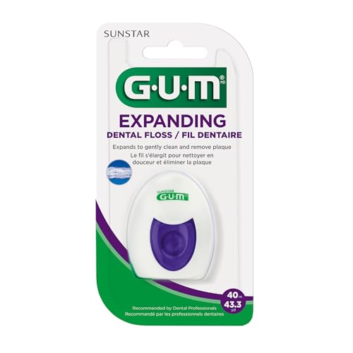 Expanding Dental Floss - Waxed Woven Floss - Effective Plaque Removal for Tight Teeth - Unflavored, 1 Count(Pack of 6)