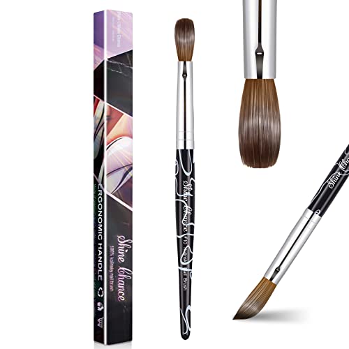 Acrylic Nail Art Brush Size 10, 100% Pure Kolinsky Hair Oval for Application, Professional Extension Manicure Tool Striping Drawing Pen DIY Home Salon, Black, 1.0 Count