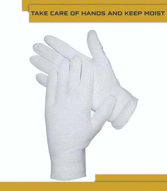 DOVORTEX 12 Pcs White Cotton Gloves| Cotton Gloves for Eczema| Cotton Gloves for Dry Hands| Moisturizing Gloves | Inspection Gloves| Coin Handling and Jewelry Inspection Gloves|