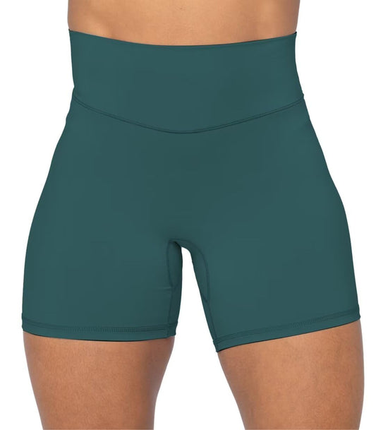 Sunzel No Front Seam High Waist Biker Shorts for Women, Squat Proof Yoga Workout Gym Bike Shorts 5" Forest Green X-Small