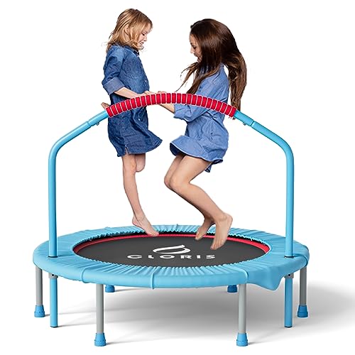 CLORIS 38in/40in/48in Folding Trampoline Mini Rebounder Fitness Trampoline with Adjustable Foam Handle for Kids/Adult, with safty Padded Cover Best Gift for Kids/Adult (48in-Black)