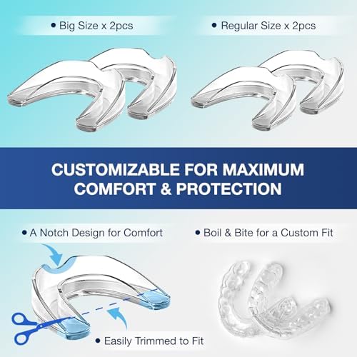 Mouth Guard for Grinding Teeth at Night, Night Guards for Teeth Grinding, Mouthguards for Grinding of Teeth, Bite Guard for Teeth Clenching Nighttime, Mouth Guard for Sleeping, 2 Sizes