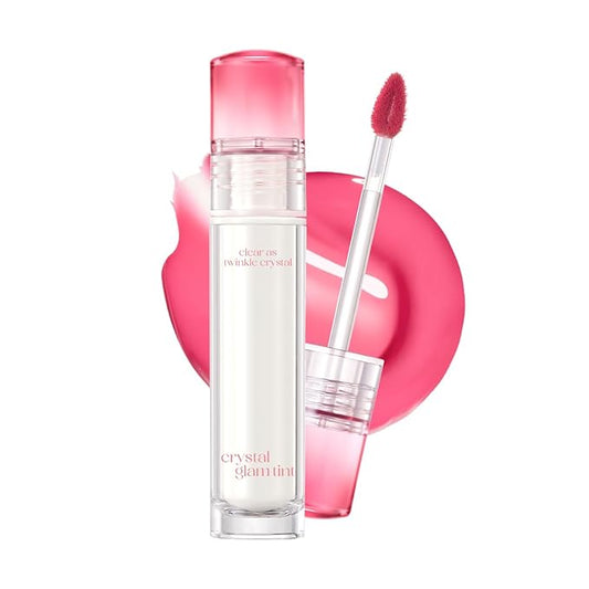 CLIO Crystal Glam Tint |Glossy Finish, Lightweight, Weightless, Buildable, Glass-Like, Smoothing, Long-Lasting, Vivid, Transparent, Shiny, Moisturizing, Hydrating (03 Blushed Peach)