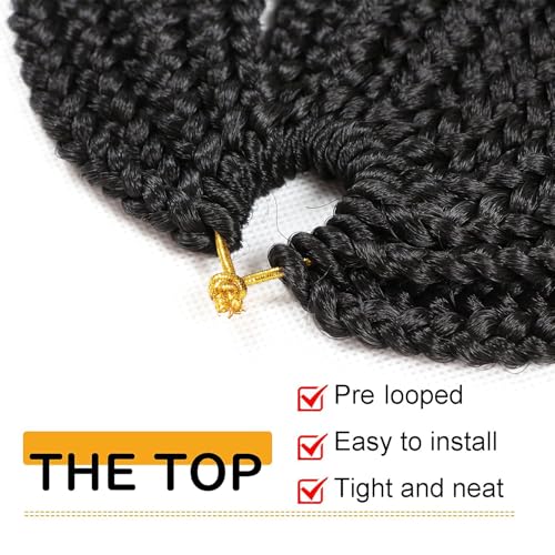 7 Packs Goddess Box Braids Crochet Hair 18 Inch Prelooped Crochet Box Braids Crochet Hair for Black Women Braiding Hair (18 Inch 7 Packs, #1B)