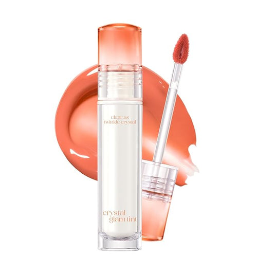 CLIO Crystal Glam Tint |Glossy Finish, Lightweight, Weightless, Buildable, Glass-Like, Smoothing, Long-Lasting, Vivid, Transparent, Shiny, Moisturizing, Hydrating (02 Summer Apricot)