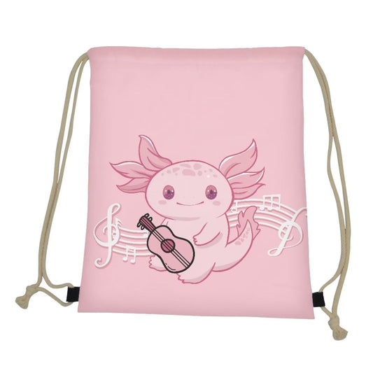COEQINE Kawaii Drawstring Backpack For Girls 10-12 Pink Cute Axolotl Animal Drawstring Bag for Toddler Girls Middle High School Bag