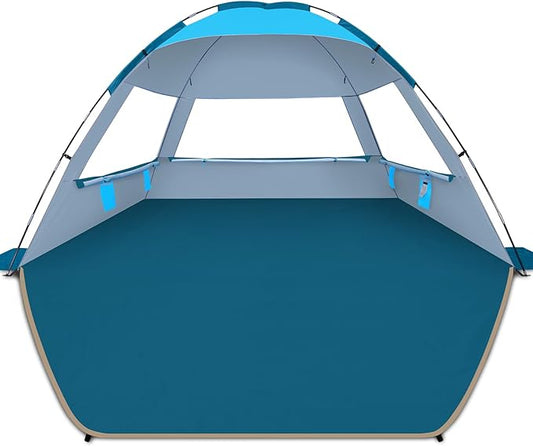 COMMOUDS Beach Tent Sun Shade for 3/4-5/6-7/8-10 Person, UPF 50+ Beach Sun Shelter Canopy Tent, Lightweight, Easy Set Up and Carry
