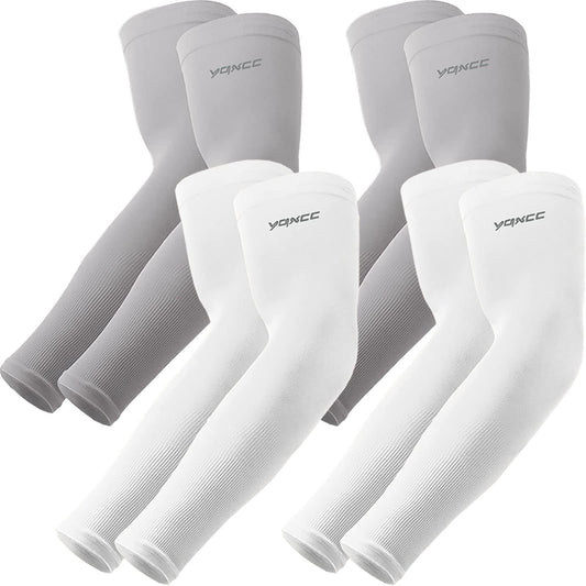 YQXCC 4 Pairs Arm Sleeves, Cooling UV Sun Protection Sports Compression Sleeves for Men Women, Golf Basketball Arm Sleeves