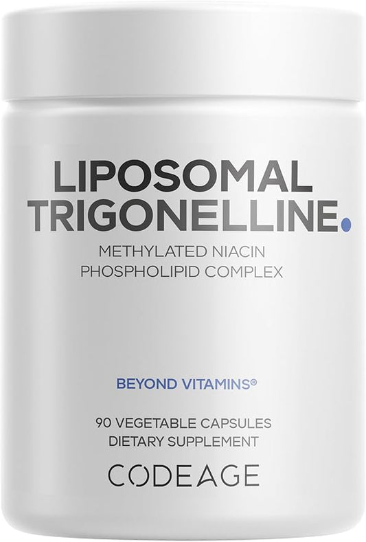 Codeage Liposomal Trigonelline - 250 mg Per Capsule - 3-Month Supply - Plant-Based Alkaloid - Liposomal Delivery for Bioavailability - Metabolic Health Support - Vegan Nootropic Non-GMO - 90 Capsules