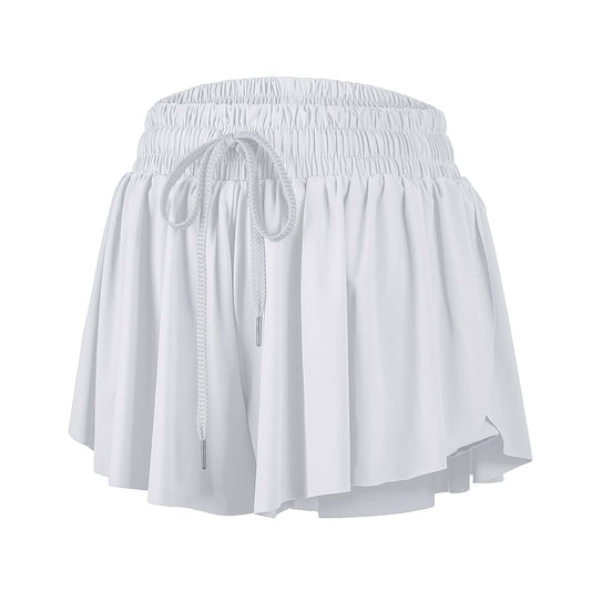 Blaosn Flowy Athletic Shorts for Women Gym Yoga Workout Running Wear Sweat Spandex Tennis Skorts Skirts with Pockets Cute Comfy Teen Girls Trendy Clothes Summer(XXS,white)