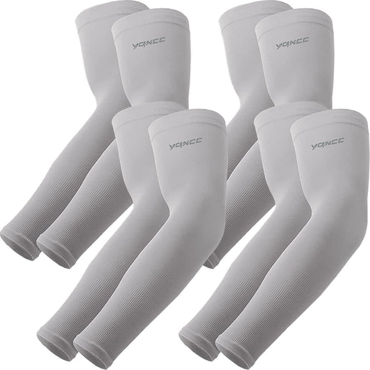 YQXCC 4 Pairs Arm Sleeves, Cooling UV Sun Protection Sports Compression Sleeves for Men Women, Golf Basketball Arm Sleeves
