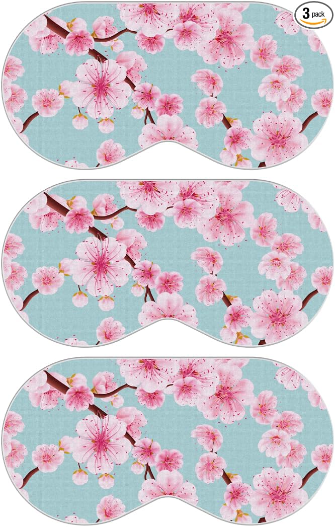 SMUG Satin Sleep Mask (3 Pack) Deep Dream Sleep Aid Eye Mask for Women & Men for Sleeping, Travel, Night Shift - Soft on Skin & Reduce Dark Circles - Eye Cover to Block Out Light - Cherry Blossom