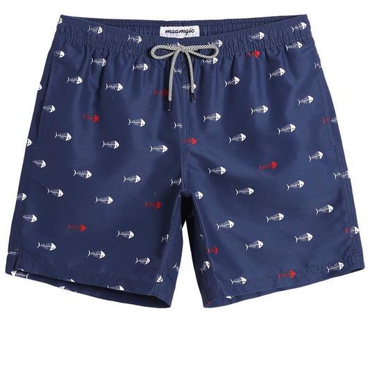 maamgic Mens Swim Trunks Quick Dry Swim Shorts with Mesh Lining Funny Swimwear Bathing Suits Navy Blue X-Small