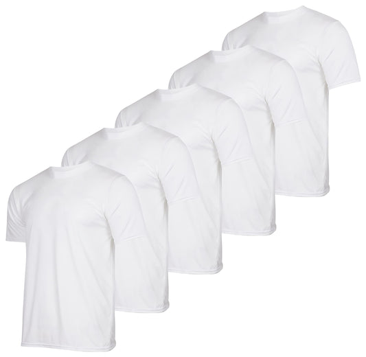 5 Pack Men’s Active Quick Dri Dry Fit Crew Neck T Shirts Athletic Running Gym Workout Short Sleeve Tee Tops Camisas Para Hombres Summer