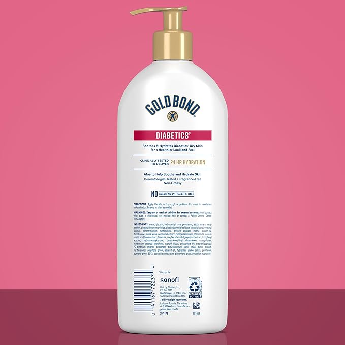 Gold Bond Diabetics' Dry Skin Relief Body Lotion With Vitamin E & Aloe To Soothe & Moisturize Dry, Flaky & Rough Skin, Value Size, 21 oz.