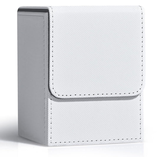 ZLCA Card Deck Box for Trading Cards, MTG YuGiOh Deck Case Holds 100+ Single Sleeved Cards, PU Leather Magnetic Card Storage Box Fits for TCG CCG Magic Game Cards (White)