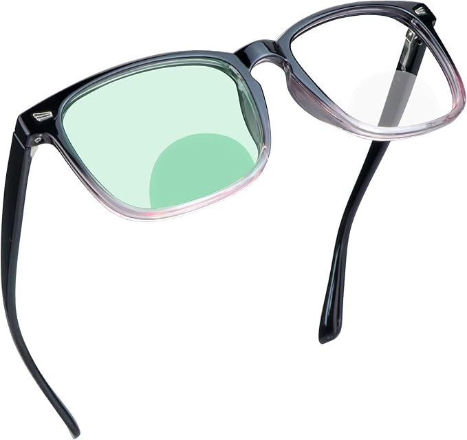 YEIN Bifocal Reading Glasses with Blue Light Blocking Lenses, Bifocal Reader for Women and Men, Vintage Square frame with Spring Hinge (+0.00/+1.25 magnification)