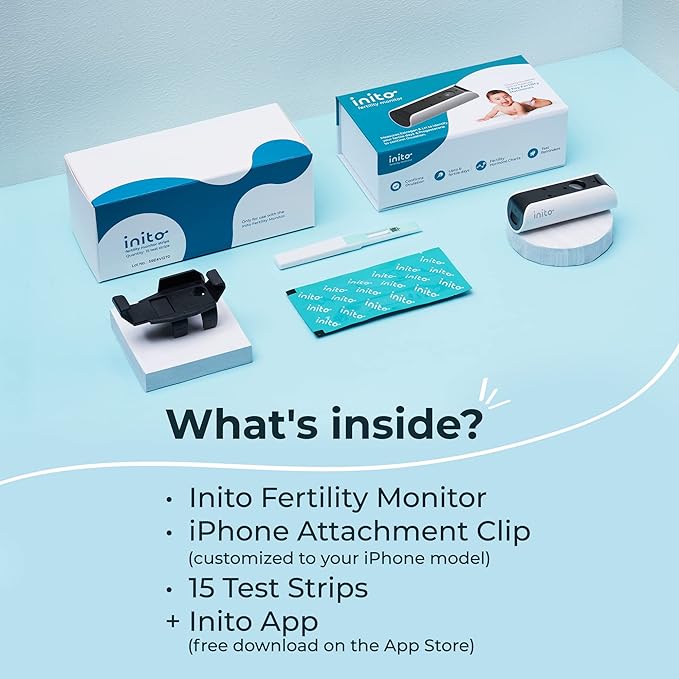 Inito Fertility Monitor & Hormone Tracker for Women | Estrogen, LH, PdG (Urine Metabolite of progesterone), FSH | Track and Confirm Ovulation | Includes 15 Test Strips (iPhone 13 Pro)