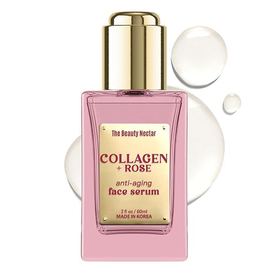 Collagen Face Serum with Rose – Firms Skin, Boosts Hydration, Soothes Dryness – Dermatologist Tested, Anti-Aging, Korean Skin Care – Clean Vegan Formula for Sensitive Skin – 2 Fl Oz