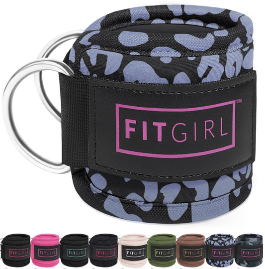 FITGIRL - Ankle Strap for Cable Machines and Resistance Bands, Work Out Cuff Attachment for Home & Gym, Glute Workouts - Kickbacks, Leg Extensions, Hip Abductors, For Women Only (Animal, Pair)
