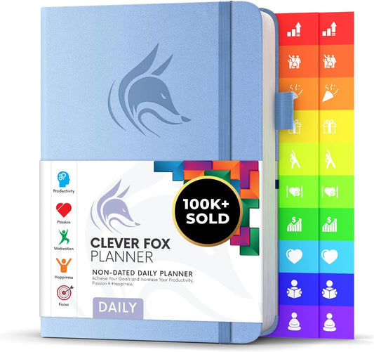 Clever Fox Daily Planner – Undated Planning Notebook with Hourly Schedule & To-Do List – Personal Day Task & Work Organizer, 6 Months (Periwinkle)