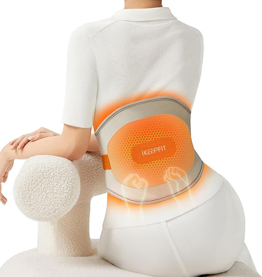 Cordless Heating Pad for Back Pain Relief: MAXwarm 3.0[2025 Upgraded], IKEEPFIT Electric Heat Pad with Massager for Period Cramps, Extra Large 65", 8000mAh Battery, Gift for Women Men (Beige)