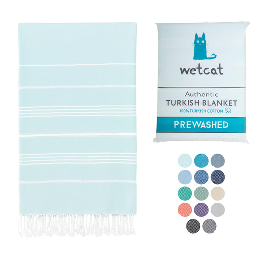 WETCAT Turkish Beach Blanket Sandproof 82x82, Soft 100% Turkish Cotton Blanket, Extra Large Sand Free Picnic Blankets & Beach Essentials – Aqua