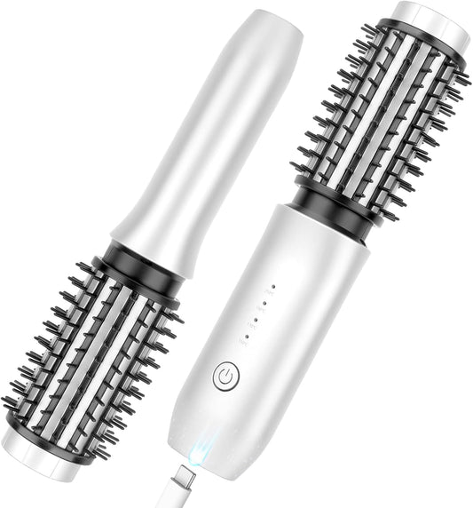 Cordless Curling Iron Brush, 3-in-1 Portable Curling Iron, 2024 New Hair Straightener Comb, 7000Mah USB Rechargeable Travel Hair Curler for Women, White