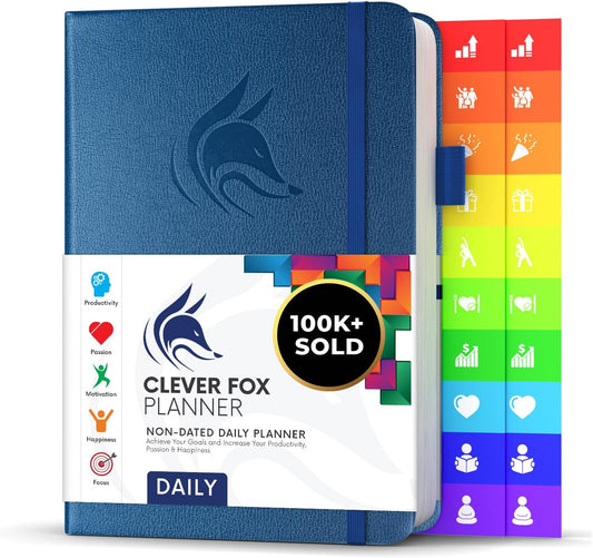 Clever Fox Daily Planner – Undated Planning Notebook with Hourly Schedule & To-Do List – Personal Day Task & Work Organizer, 6 Months (Mystic Blue)