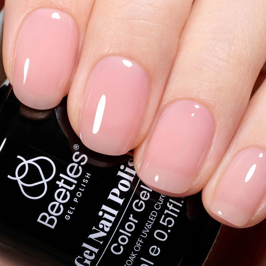Beetles Nude Pink Gel Nail Polish, 15ml Pink Gel Polish Jelly Nude Color Translucent Nail Gel Nail Concealer Soak Off UV LED Nail Lamp Sheer Polish Nail Art Gifts for Girls Women