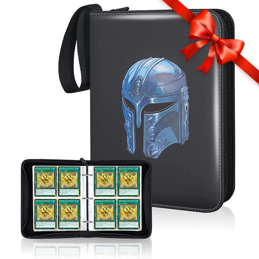 CLOVERCAT 4 Pocket Trading Card Binder Parent (4 Pocket, 400 Cards, Cartoon Theme, Black)