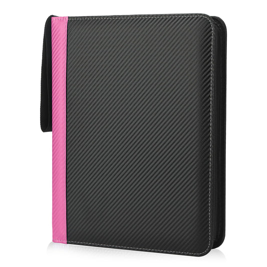 TCGUARD 9 Pockets Trading Card Binder with Sleeves Card Organizer, 900 Double Sided Pocket PU Card Collection Binder, Baseball Binder,for Sports Card, MTG, TCG Yugioh Card (Pink)