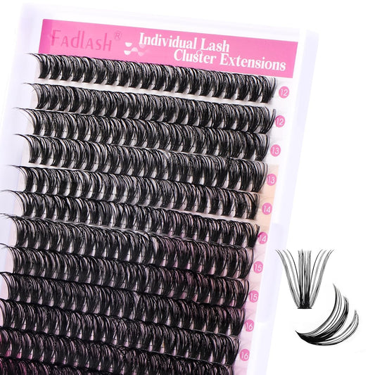 Cluster Lashes D Curl Lash Clusters 240 Pcs Lash Extension Clusters Individual Lashes Soft DIY Eyelash Extensions Mixed Tray Eyelash Clusters Natural Look (50D-0.07D, 12-18mm)
