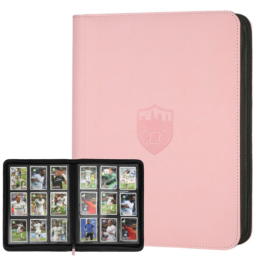 Trading Card Binder 9 Pocket, GERMUN PU Cover Card Binder for 360 Cards, Premium Trading Card Holder Folders, Double Sided Pocket Card Album for MTG, TCG (Pink)