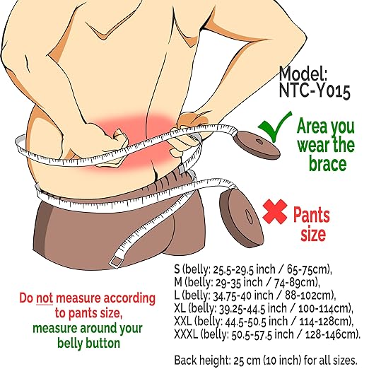 NeoTech Care Adjustable Compression Back Brace Lumbar Support Belt, Black, Size XXXL