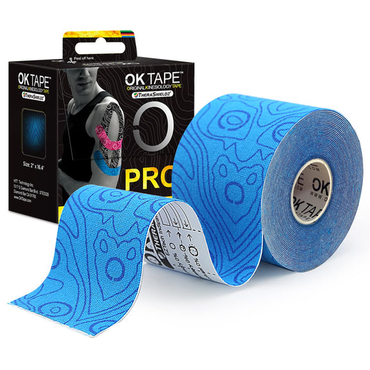 OK TAPE PRO Kinesiology Tape, 2inch x Long Roll 16ft Free Cut Tape, Elastic Athletic Tape Therapeutic Latex Free, Blue+Blue