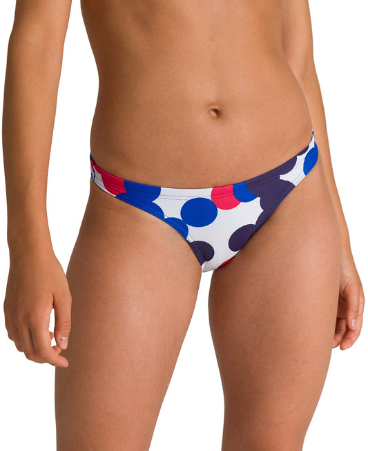 ARENA Women's Print Sport Bikini Tie Back MaxLife Swimsuit Bathing Suit Top and Bottom for Swimming, USA Dots - Bottom, 30
