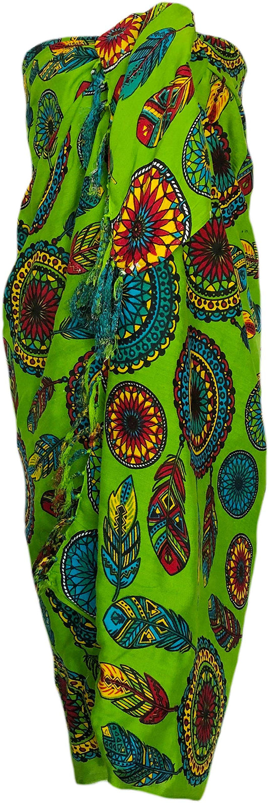 Sarong Wrap from Bali Your Choice of Design Beach Cover Up (Dream catcher Green)