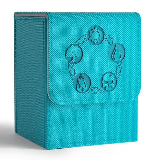 ZLCA Card Deck Box for MTG, Card Storage Box Fits 100+ Single Sleeved Cards, PU Leather Strong Magnet Card Deck Case for Magic Commander TCG Cards (Turquois)