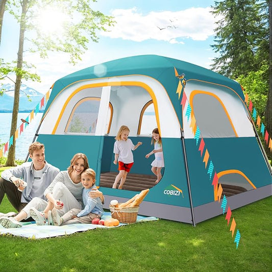 COBIZI Camping Tent, 4/6 Person Easy Setup Waterproof Windproof Backpacking Tent with Removable Rainfly, Lightweight Portable Outdoor Family Tents for Camping, Travel, Fishing, Hiking, Scouts